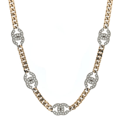 Chanel Crystal Chain CC Link Choker Gold Silver 1 of 4