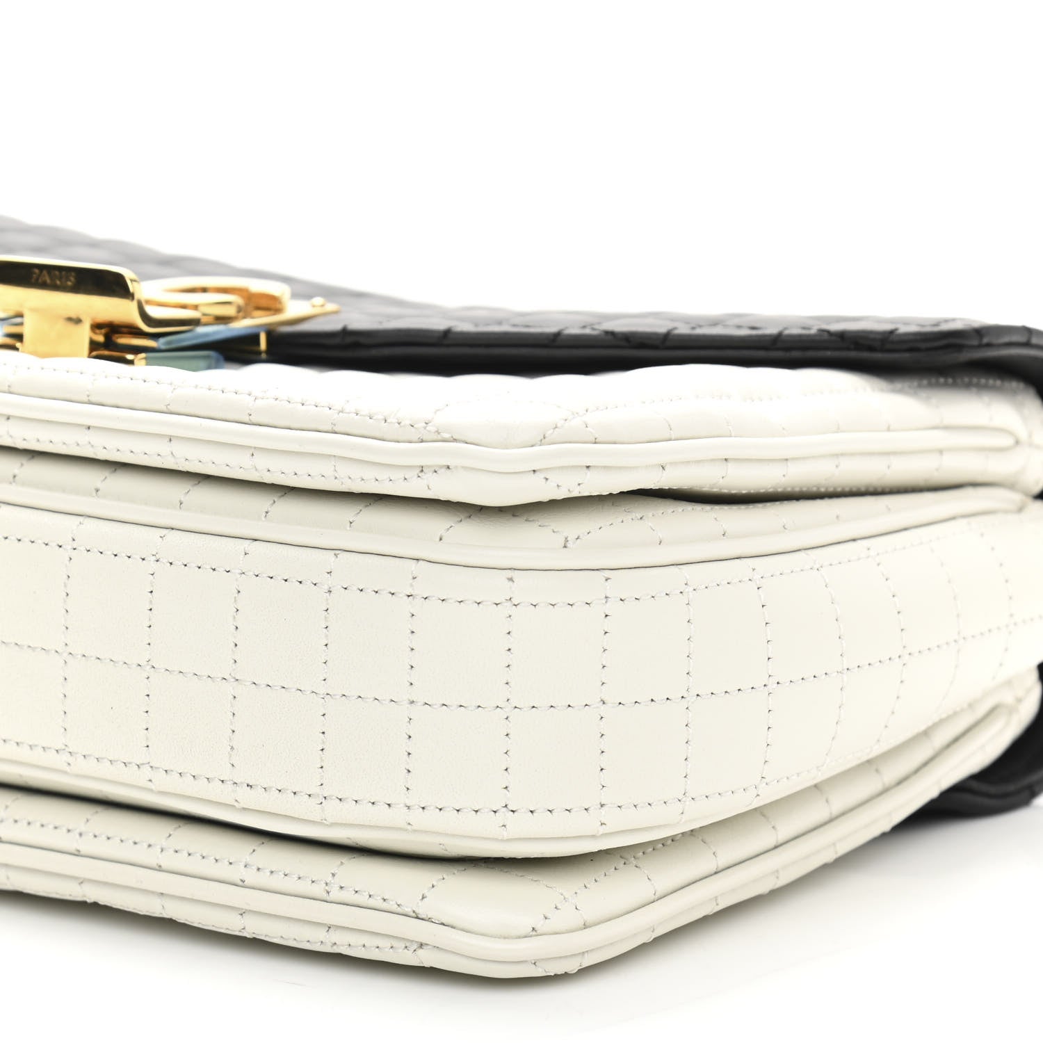 Celine Calfskin Quilted Medium C Bag Black White 12 of 12