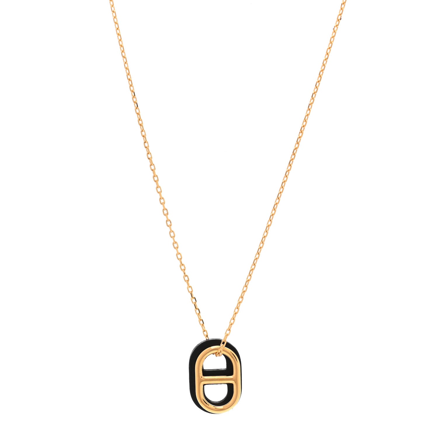 Hermes Swift O'Maillon Pendant Necklace Black 1 of 4