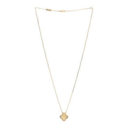 Van Cleef & Arpels 18K Yellow Gold Guilloche Vintage Alhambra Pendant Necklace 3 of 6