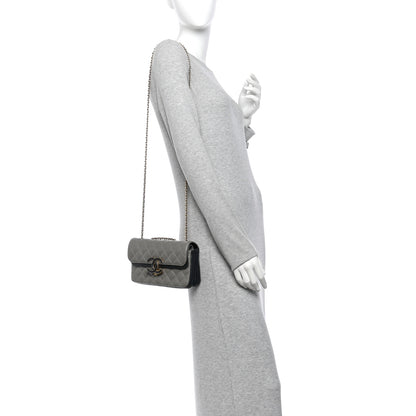 Chanel Lambskin Quilted Small CC Chic Flap Grey Dark Navy 2 of 12