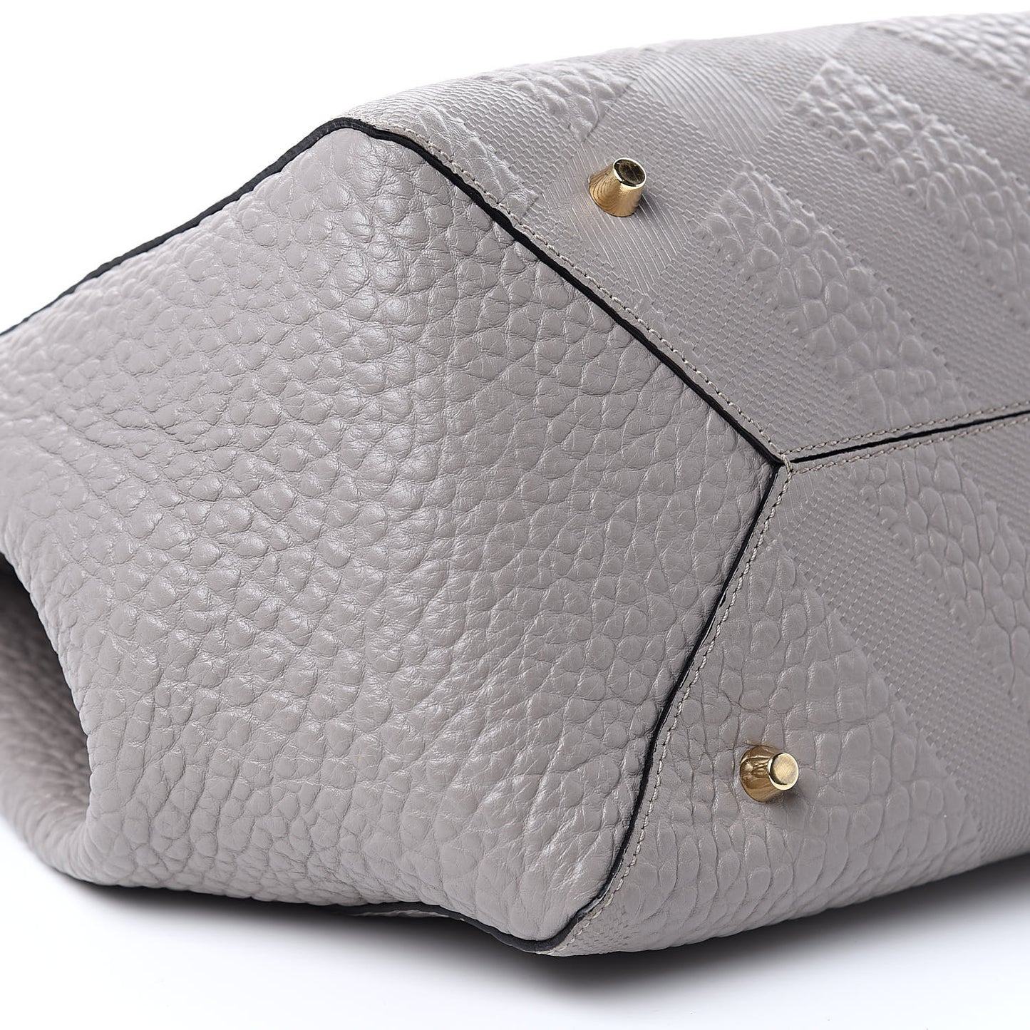 Signature Grain Calfskin Check Embossed Small Canterbury Tote Pale Grey