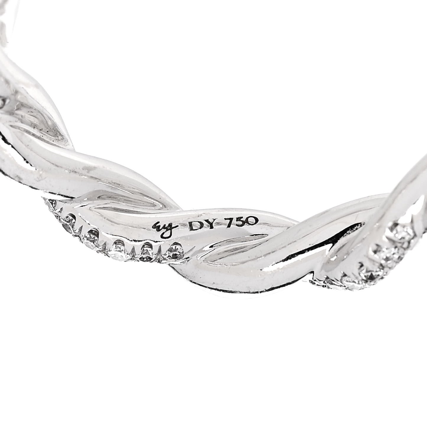 18K White Gold Diamond Wisteria Twist Band Ring 54 7