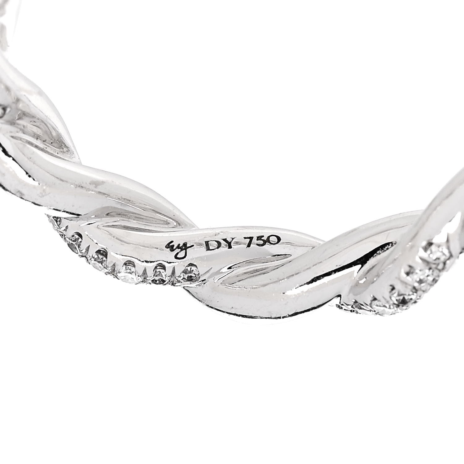 David Yurman 18K White Gold Diamond Wisteria Twist Band Ring 54 7 4 of 4