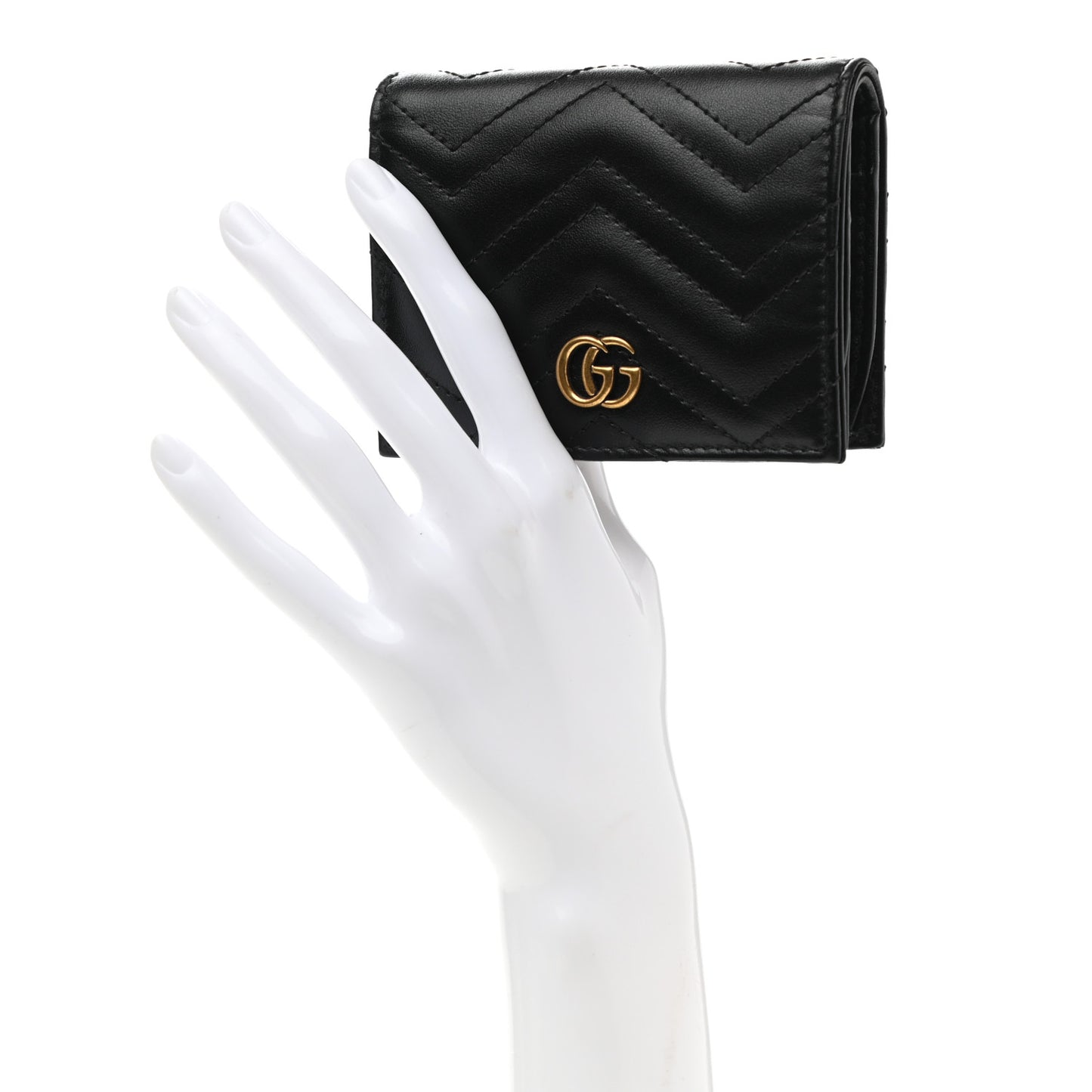Calfskin Matelasse GG Marmont Card Case Wallet Black