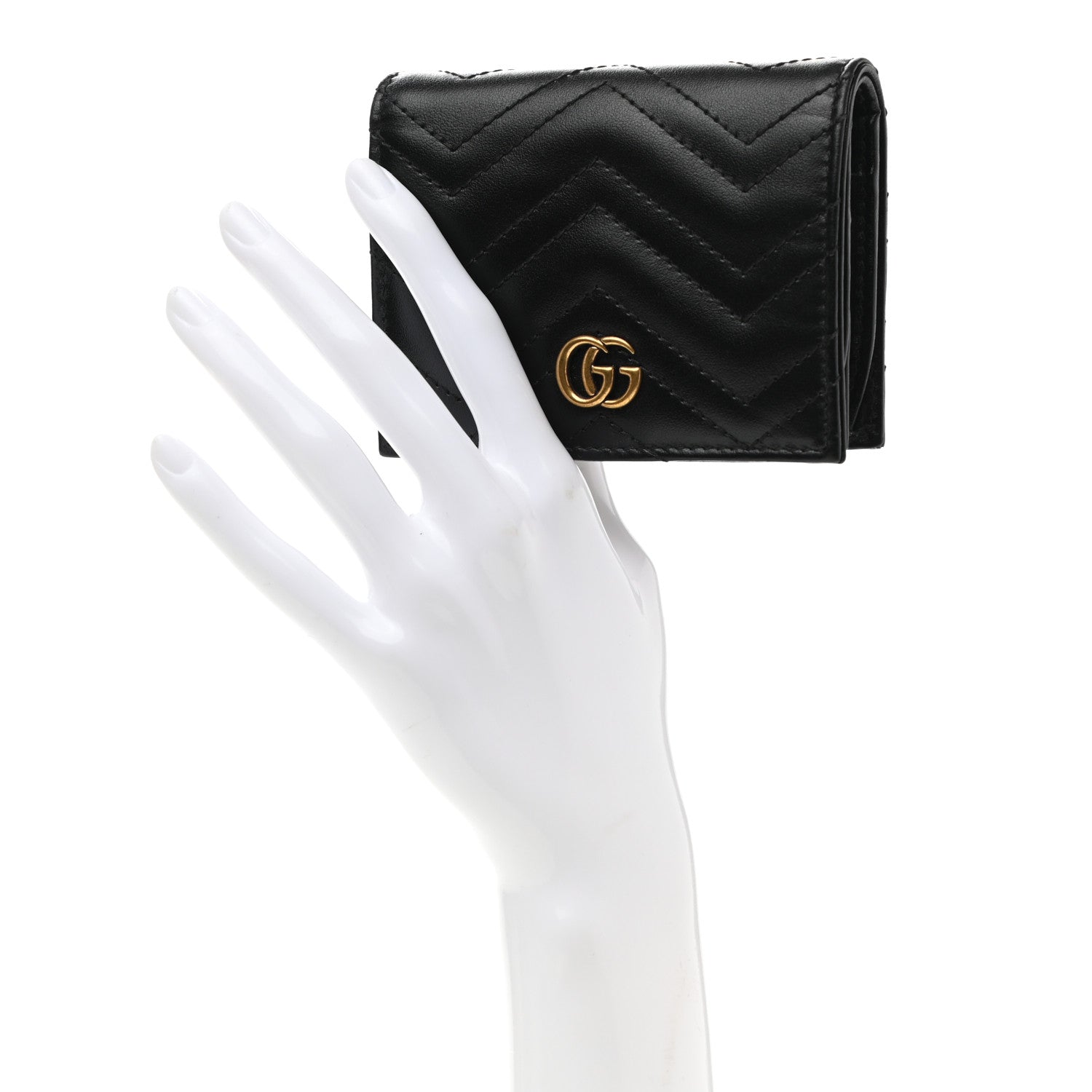 Gucci Calfskin Matelasse GG Marmont Card Case Wallet Black 2 of 7
