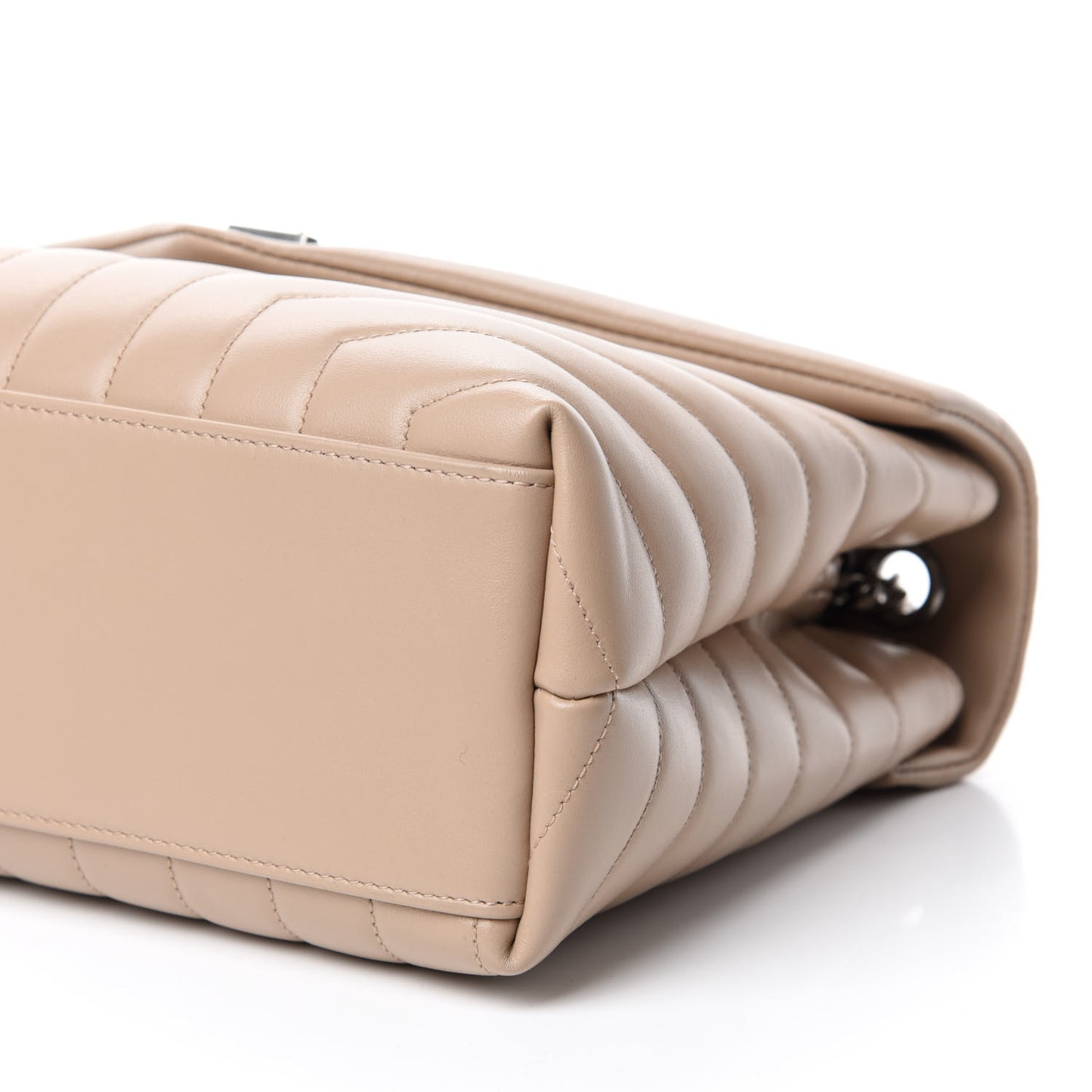 Calfskin Y Quilted Monogram Medium Loulou Chain Satchel Nude Powder