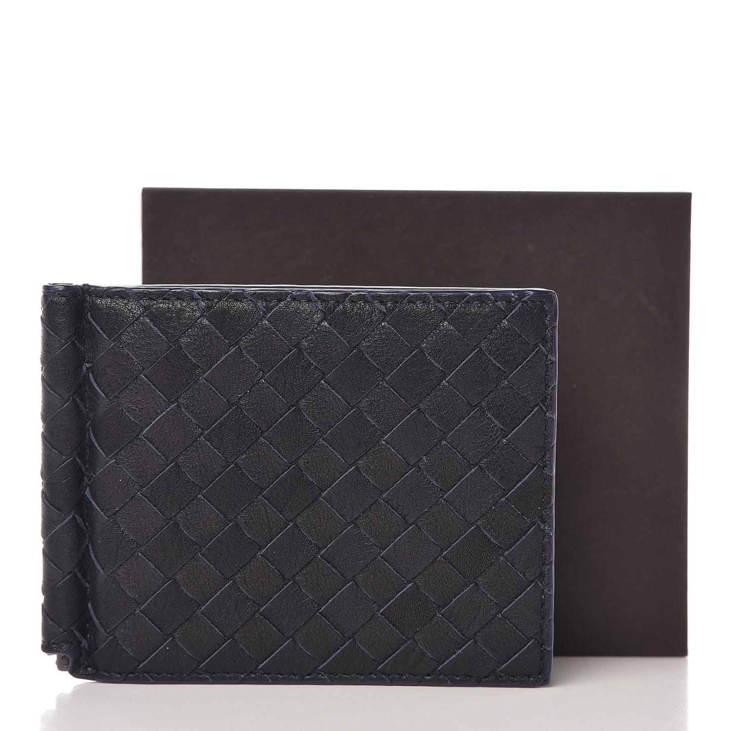 Nappa Intrecciato Bi-Fold Wallet Blue
