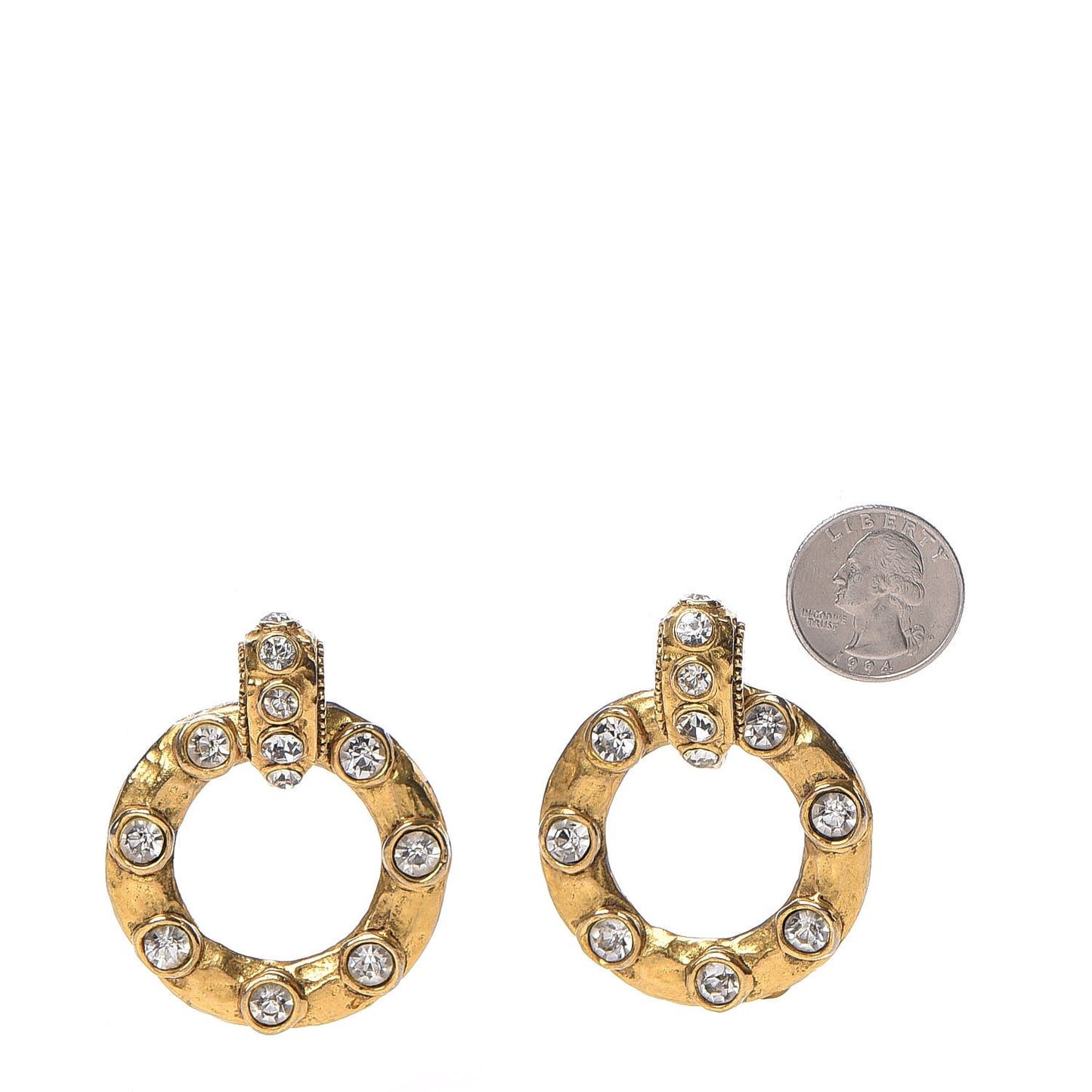 Crystal Hoop Clip On Earrings Gold