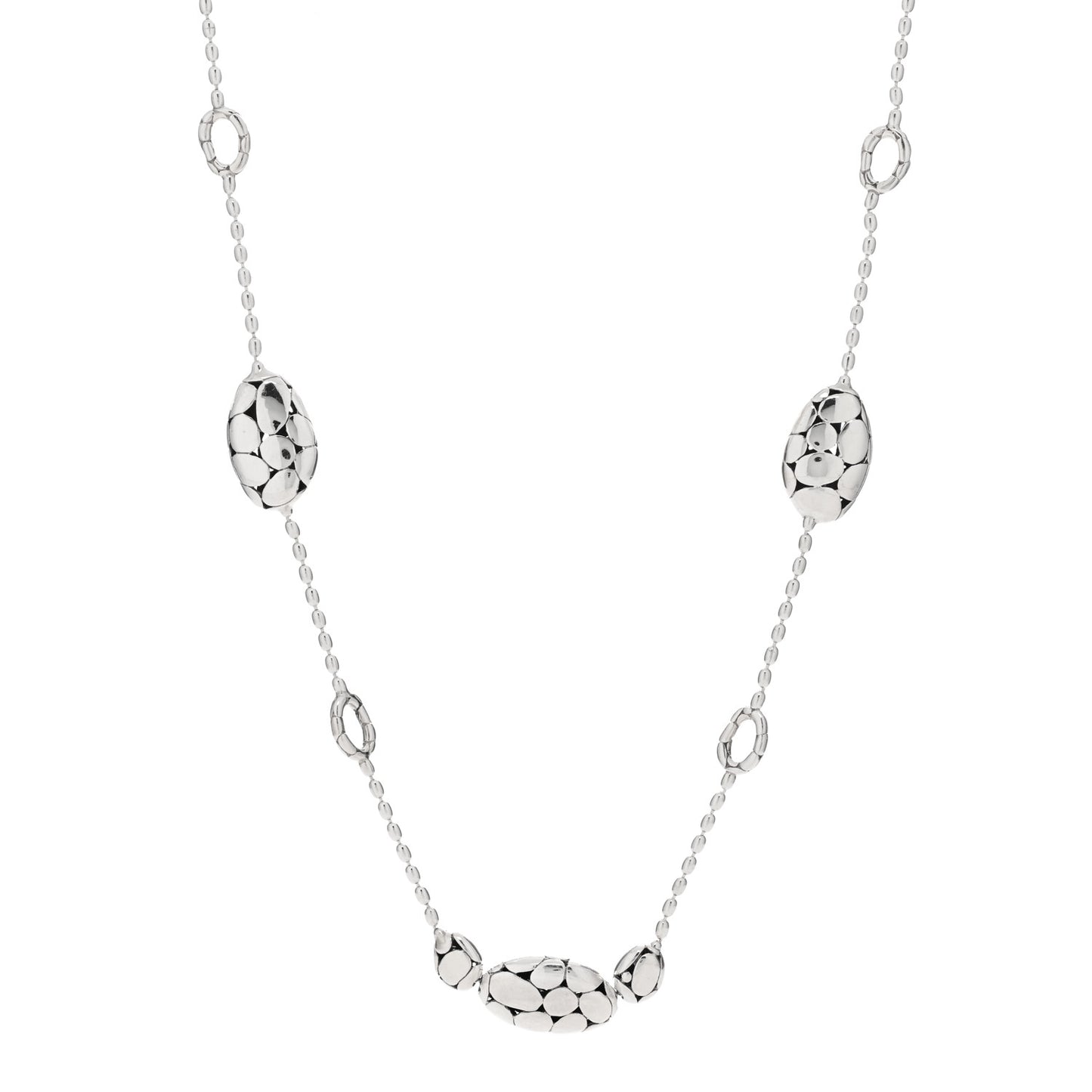 Sterling Silver Kali Dot Bead Station Long Necklace