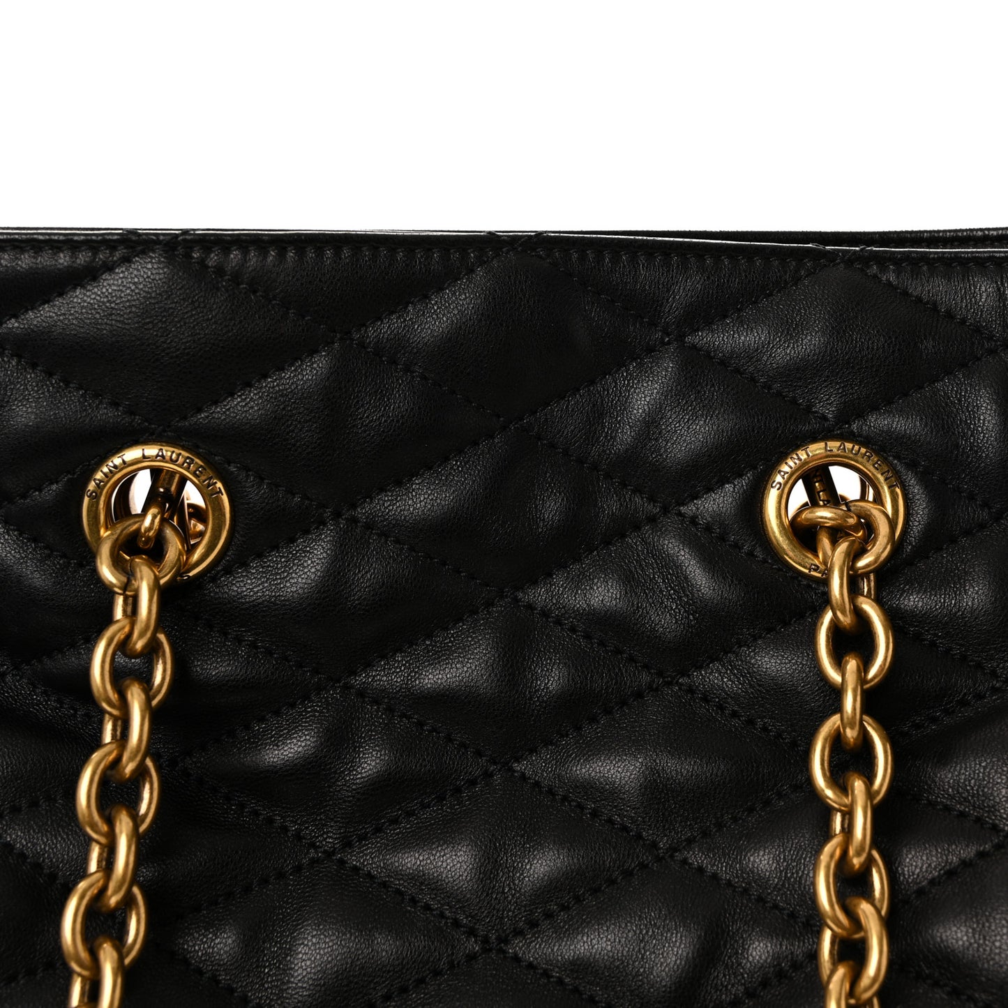 Lambskin Quilted Pochon Drawstring Tote Bag Black