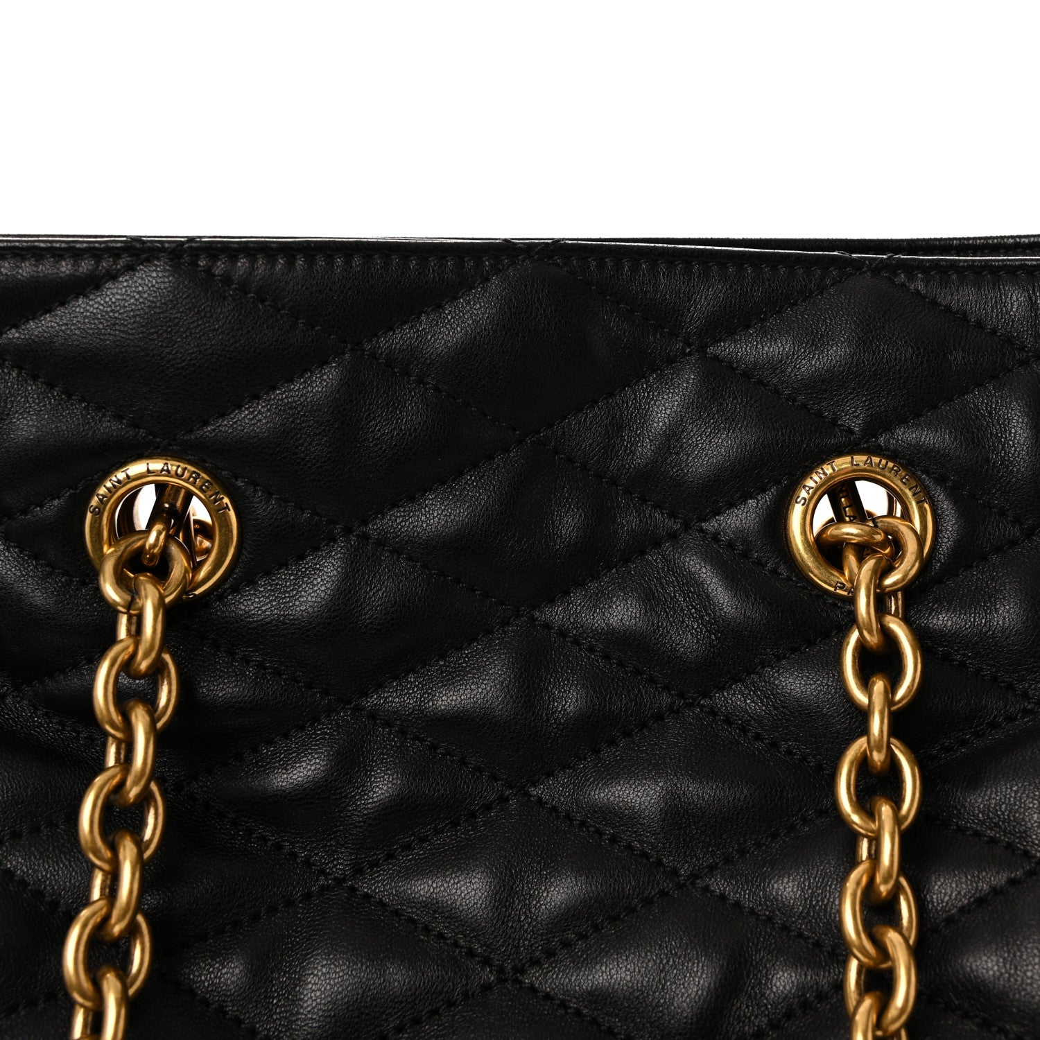 Saint Laurent Lambskin Quilted Pochon Drawstring Tote Bag Black 7 of 9