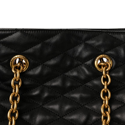 Saint Laurent Lambskin Quilted Pochon Drawstring Tote Bag Black 7 of 9