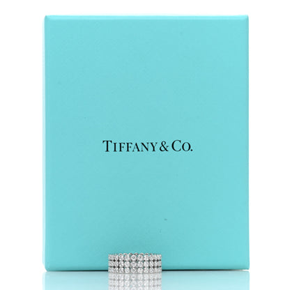 Tiffany Platinum Diamond Jazz Three-Row Band Ring 52 6 5 of 5