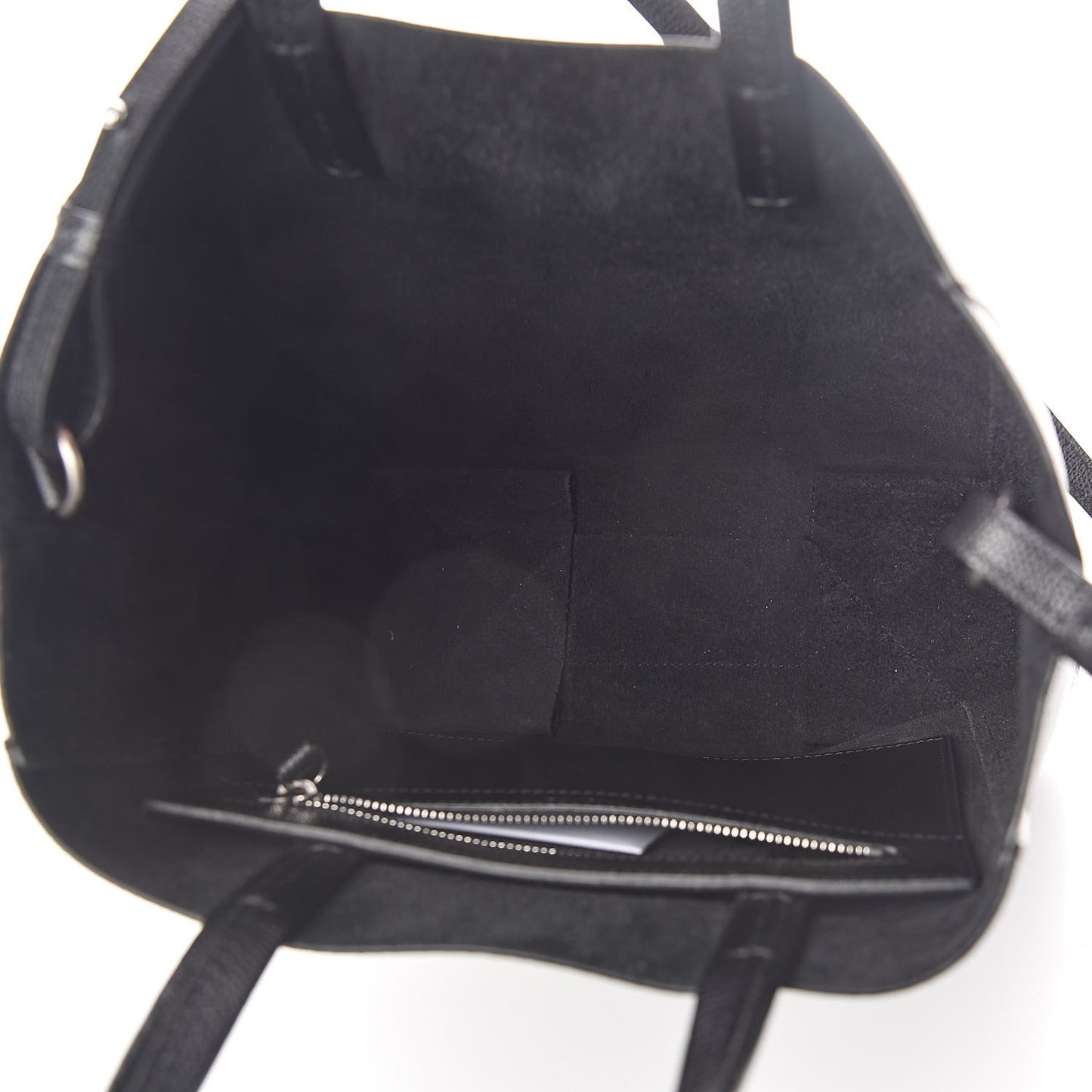 Grained Calfskin Small Vertical Cabas Black
