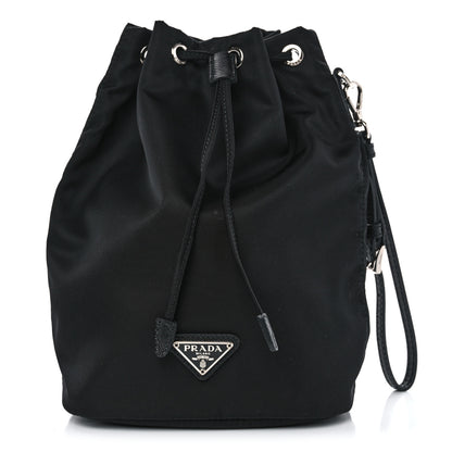 Prada Saffiano Tessuto Nylon Vela Bucket Wristlet Black 1 of 8