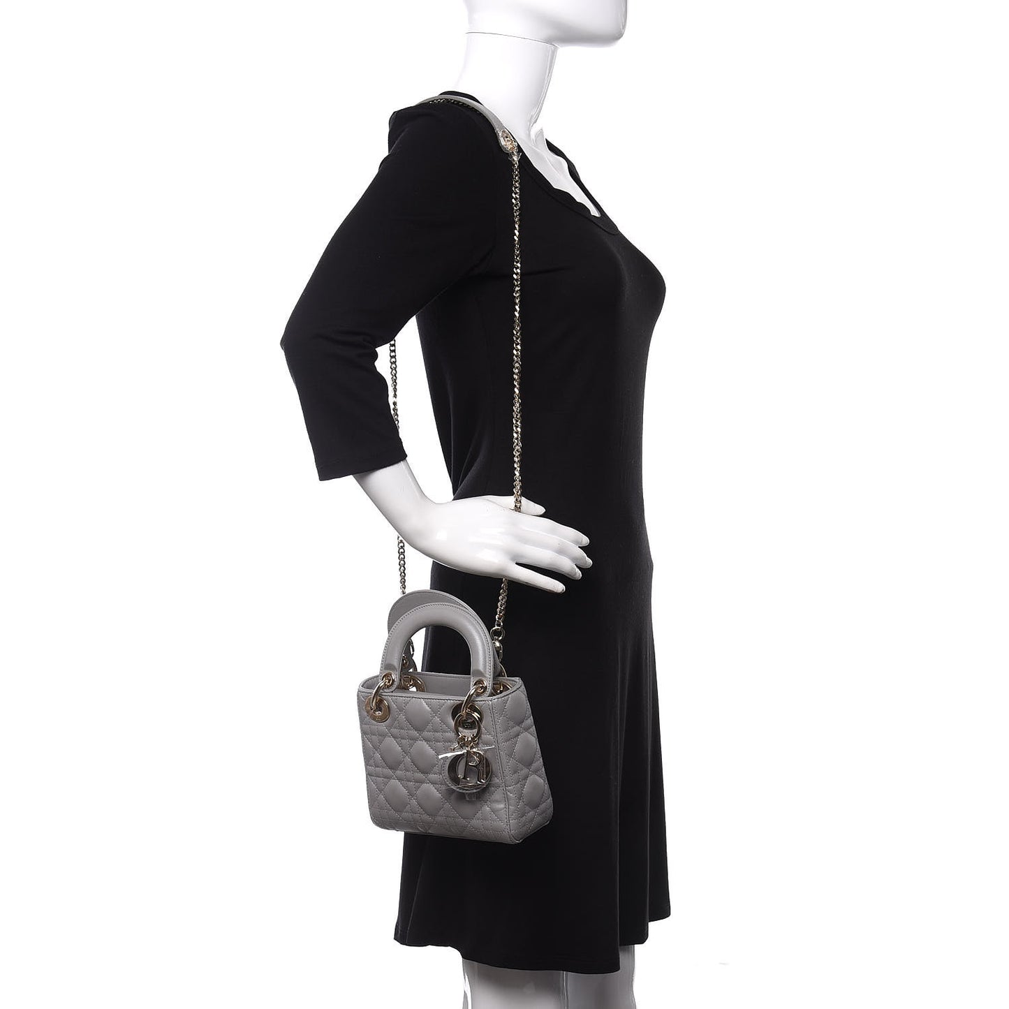 Lambskin Cannage Mini Lady Dior Grey