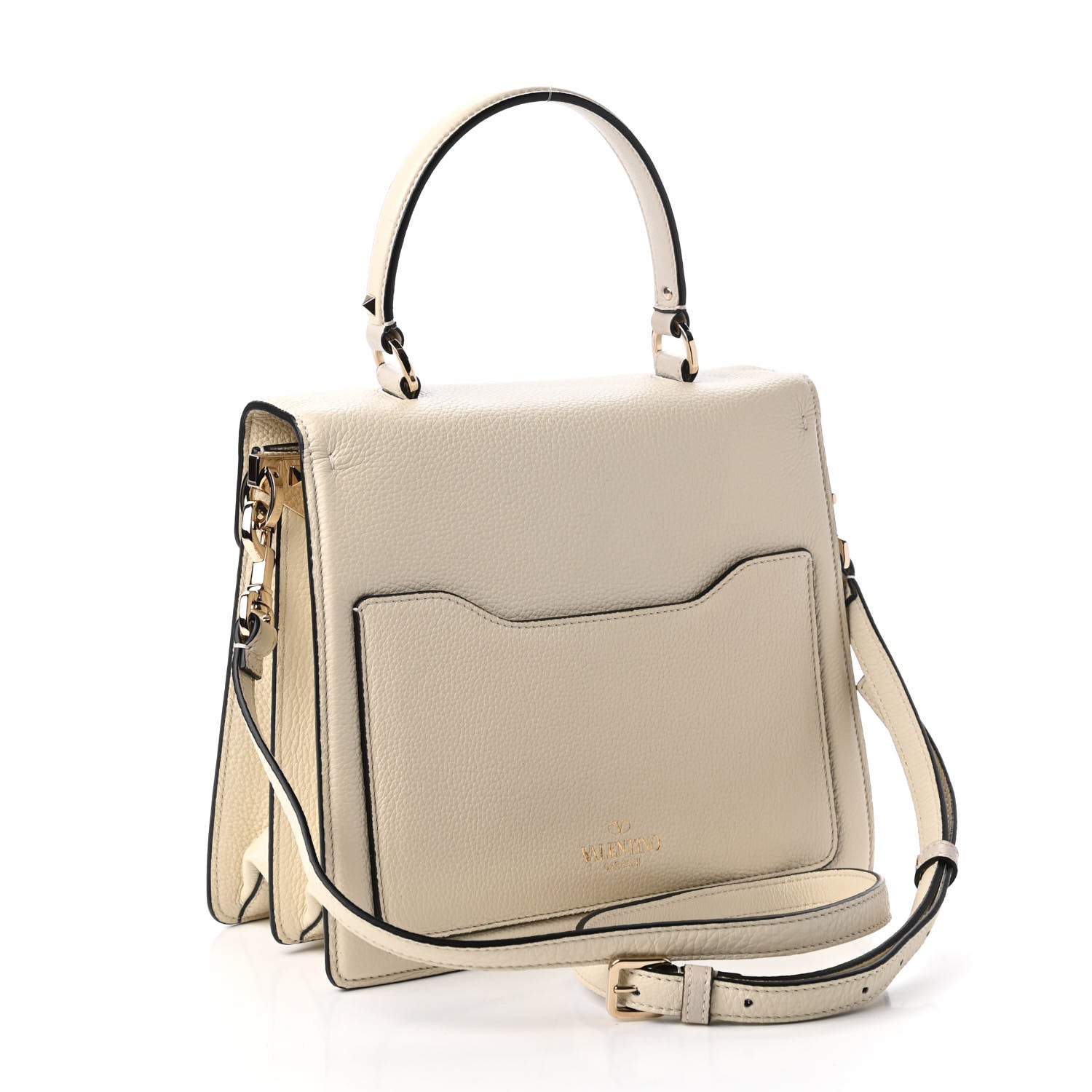 Valentino Garavani Grainy Calfskin Embossed VLTN Uptown Top Handle Bag Ivory 3 of 9