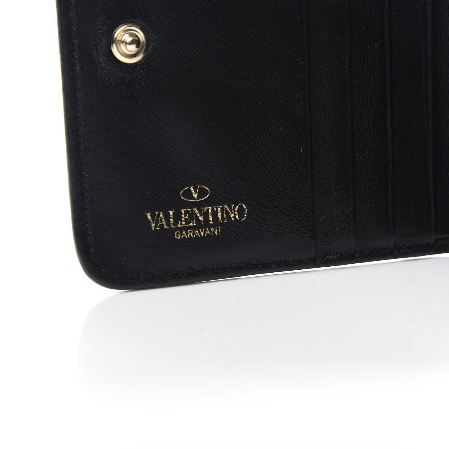 Valentino Garavani Nappa Rockstud Spike Compact Zip Around Wallet Black 7 of 7