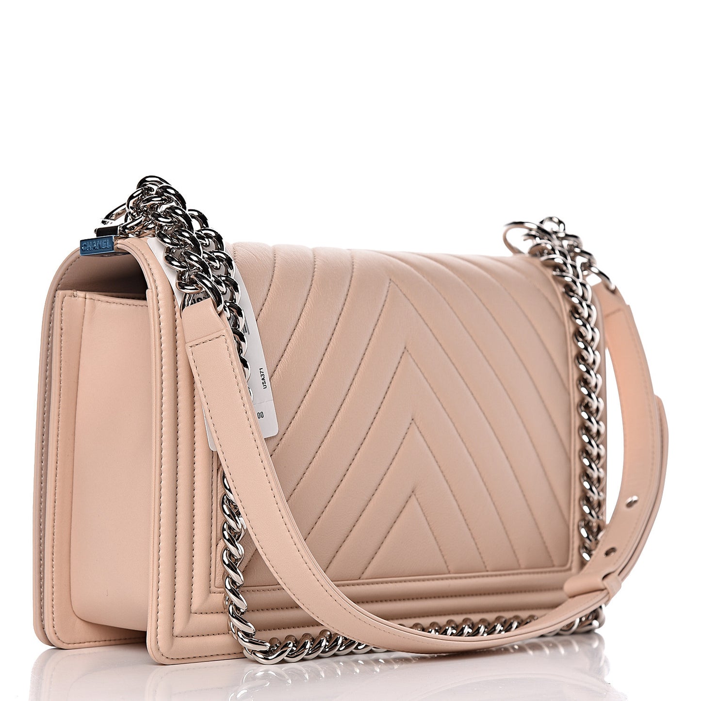 Calfskin Chevron Quilted New Medium Boy Flap Light Pink