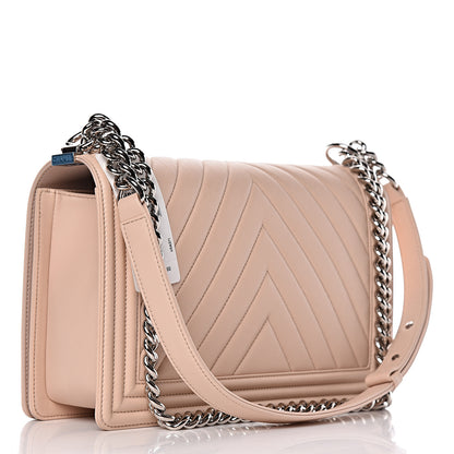 Chanel Calfskin Chevron Quilted New Medium Boy Flap Light Pink 3 of 10
