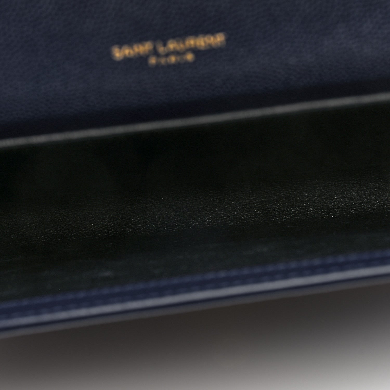 Saint Laurent Grain De Poudre Monogram Uptown Chain Wallet Blue Charron 5 of 10