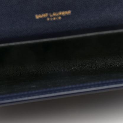 Saint Laurent Grain De Poudre Monogram Uptown Chain Wallet Blue Charron 5 of 10