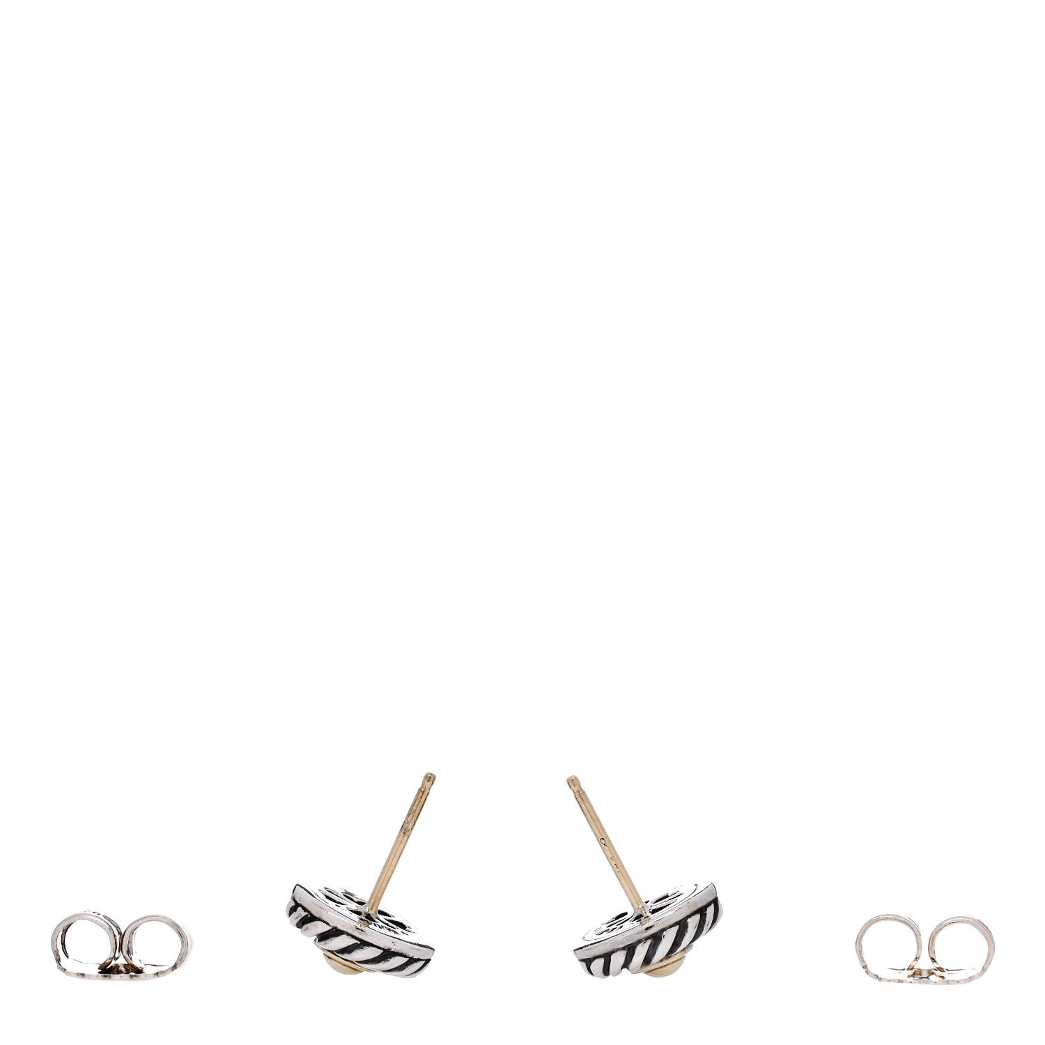 David Yurman Sterling Silver 14K Yellow Gold Cookie Earrings 3 of 4