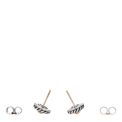 David Yurman Sterling Silver 14K Yellow Gold Cookie Earrings 3 of 4