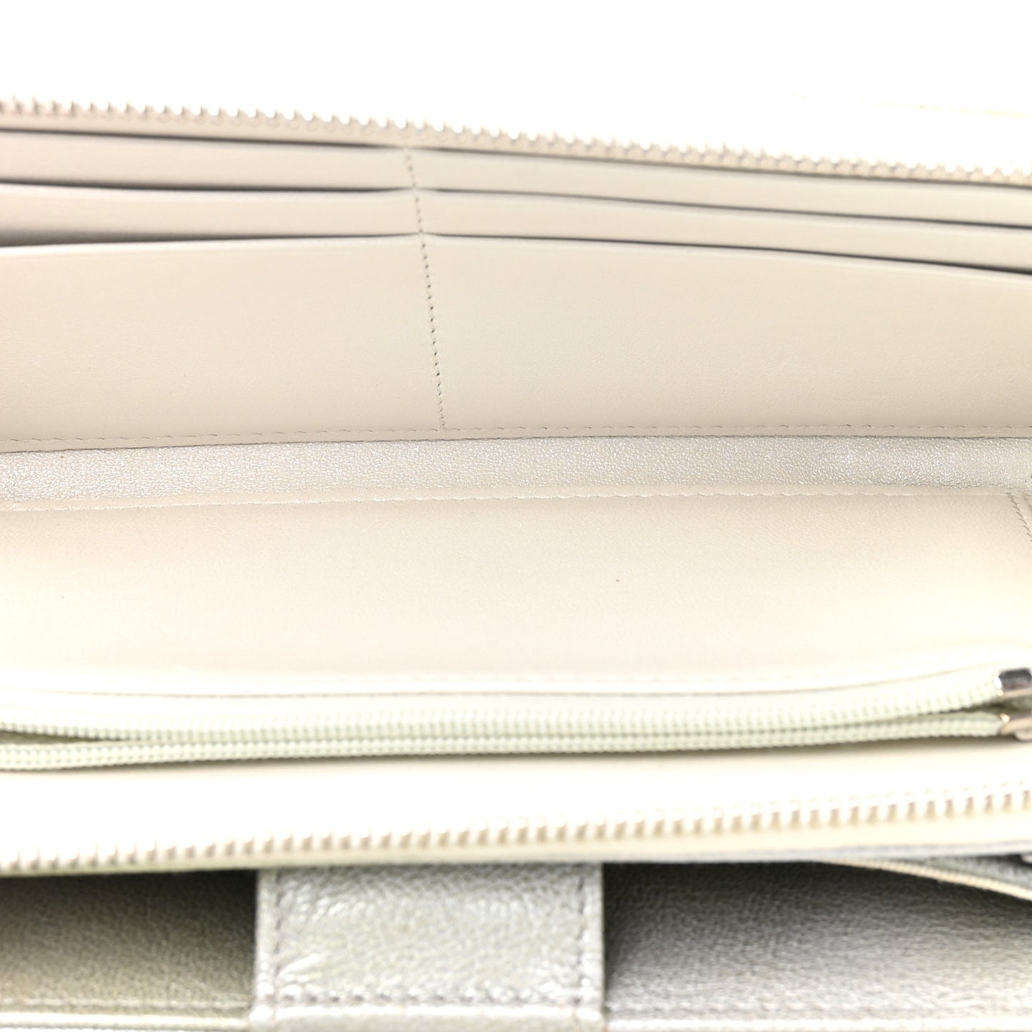 Metallic Goatskin Quilted Ombre Phone Holder Wallet on Removable Chain Grey Green