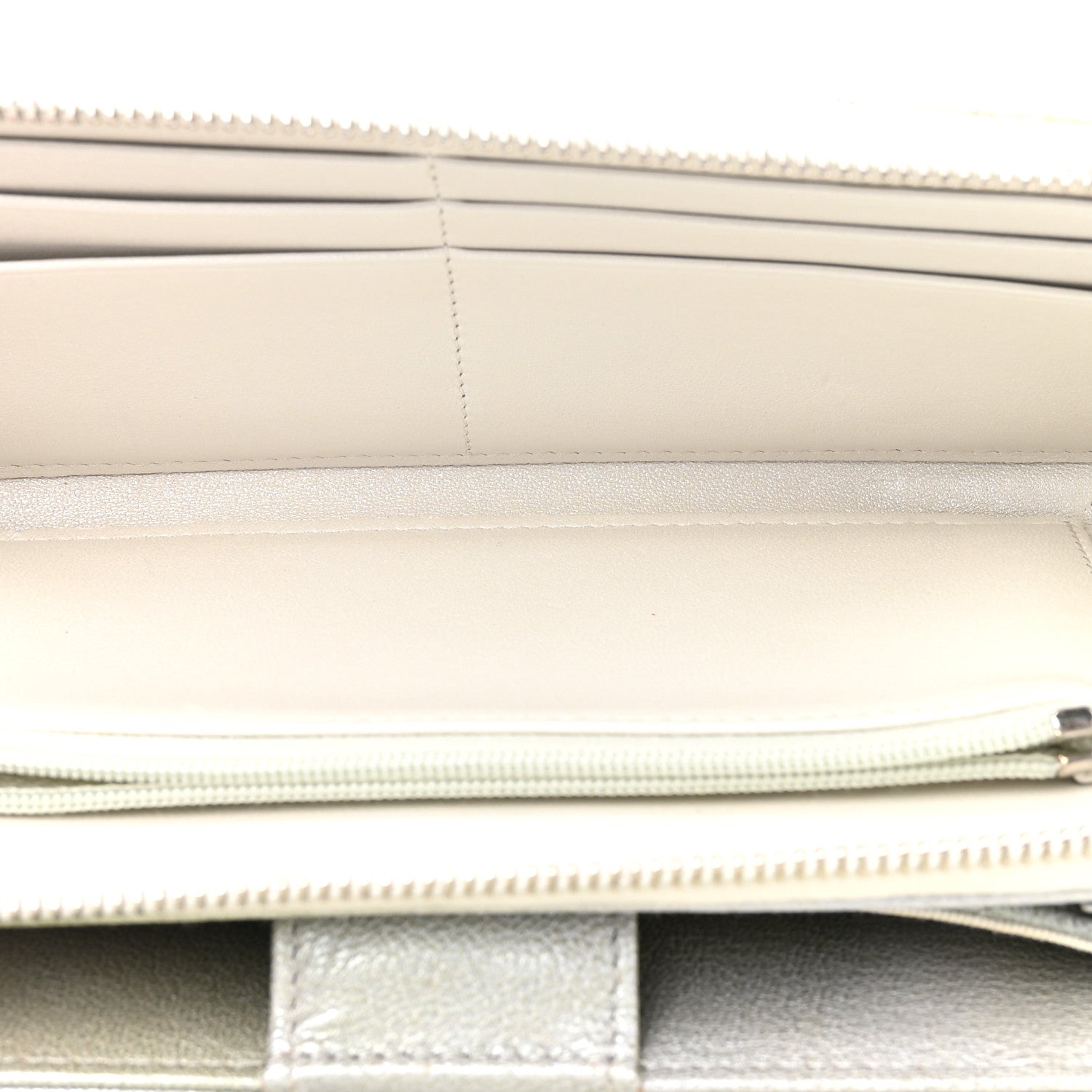 Chanel Metallic Goatskin Quilted Ombre Phone Holder Wallet on Removable Chain Grey Green 6 of 13