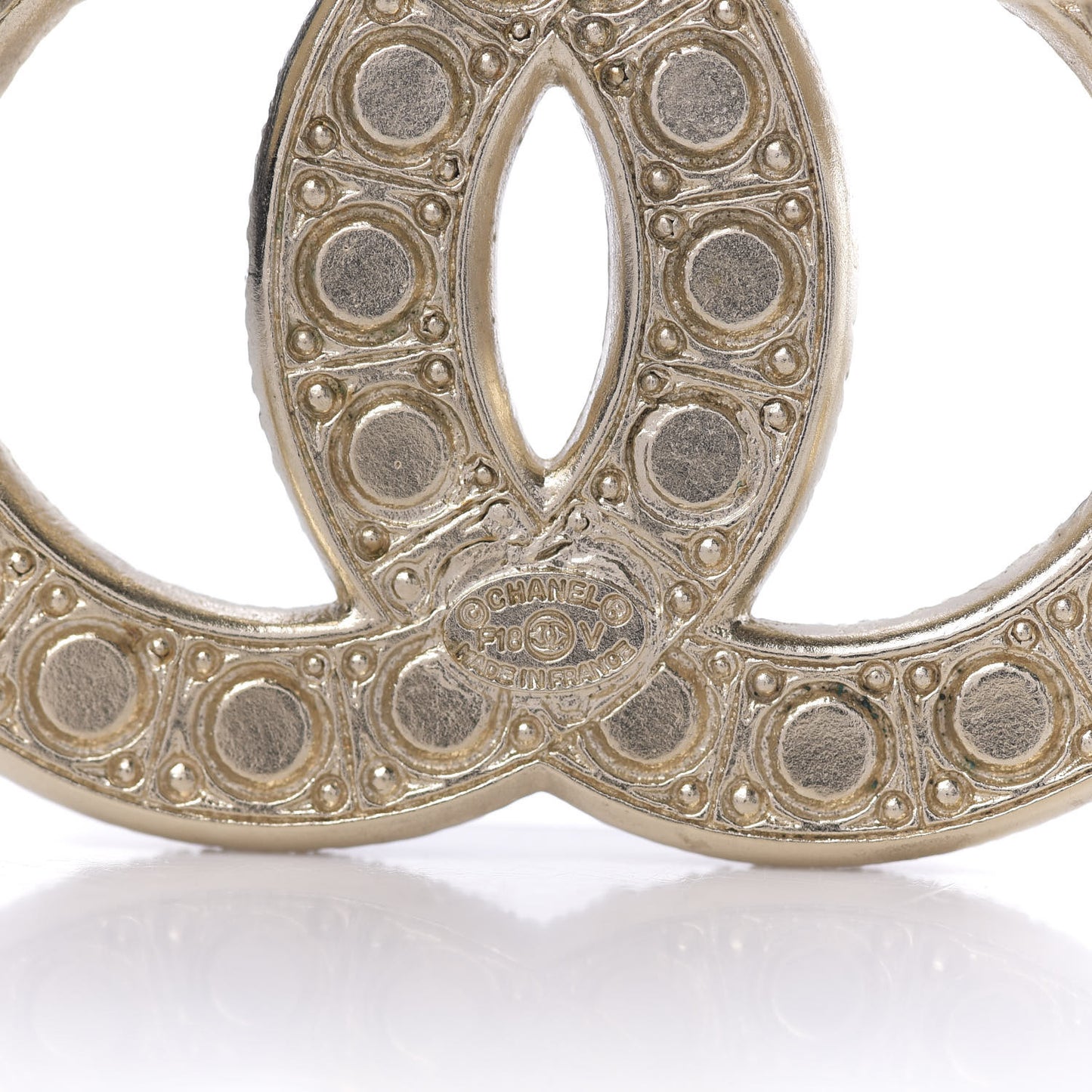 Pearl Crystal CC Brooch Gold