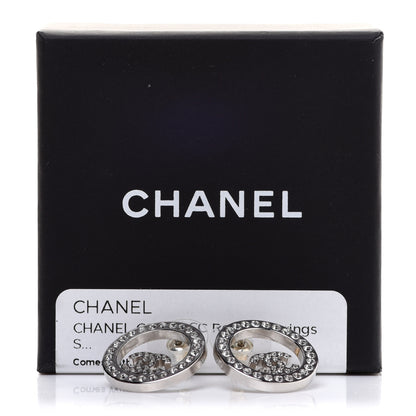 Chanel Crystal CC Round Earrings Silver 5 of 5