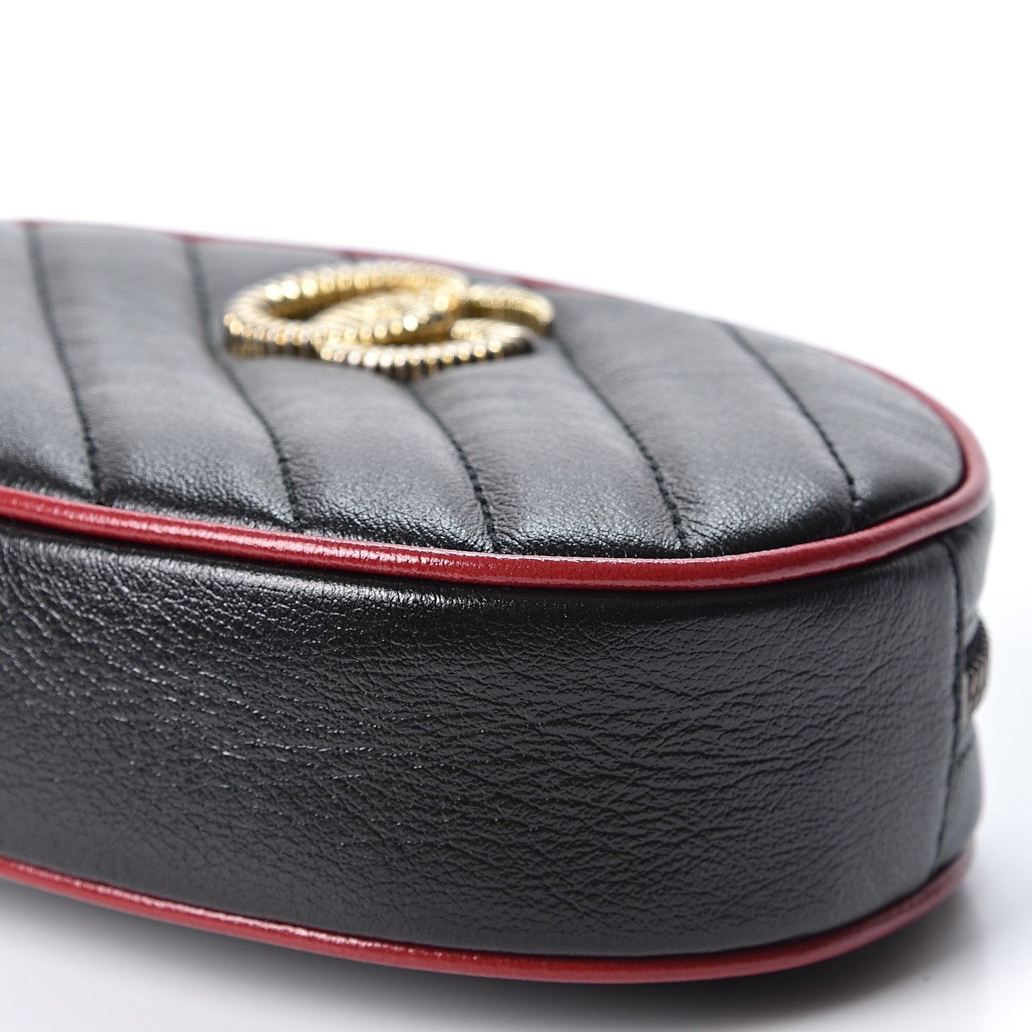 Gucci Azalea Calfskin Matelasse Diagonal Torchon GG Marmont Belt Bag 75 30 Black Romantic Cerise 10 of 11