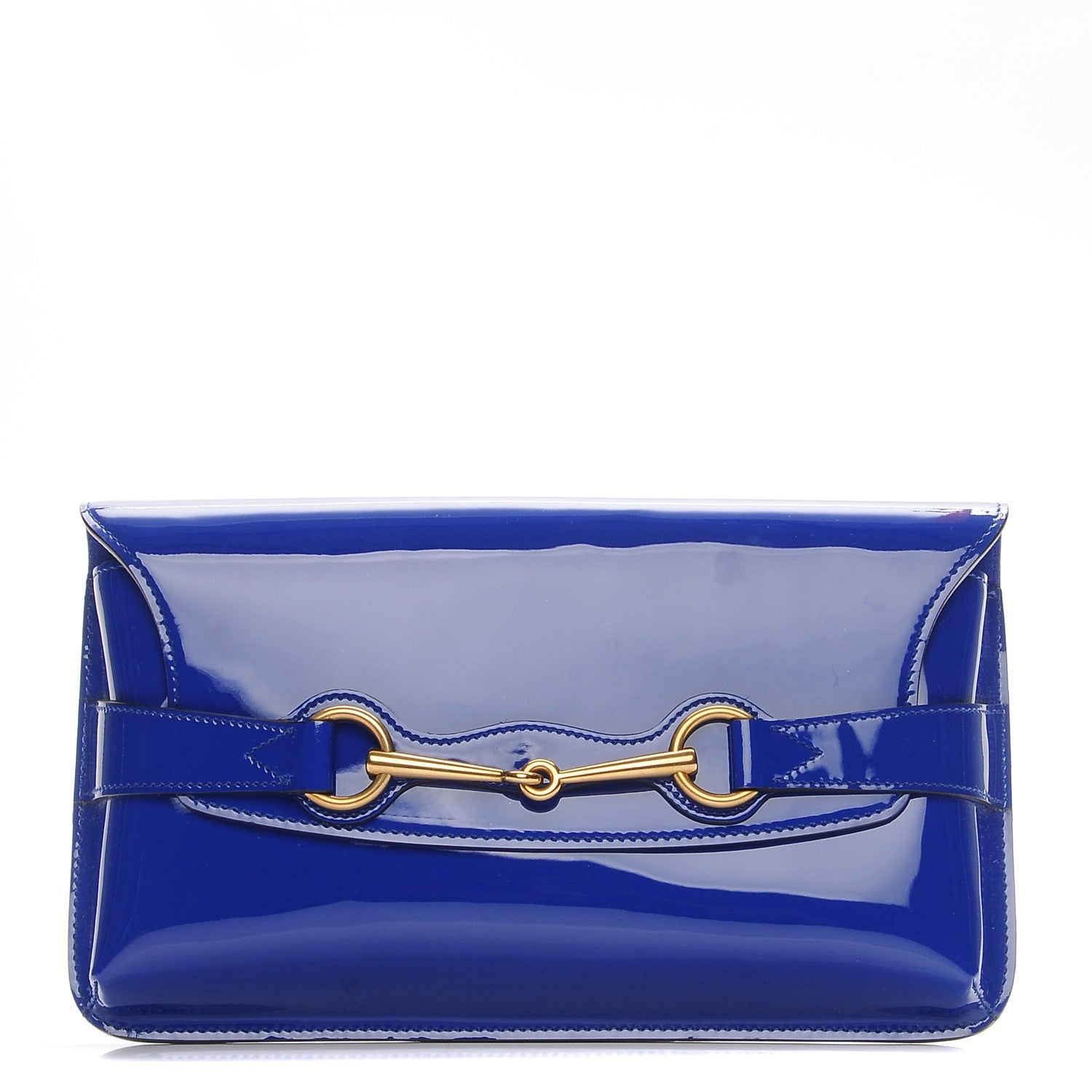 Gucci Patent Large Bright Bit Clutch Deep Zaffiro 1 of 7