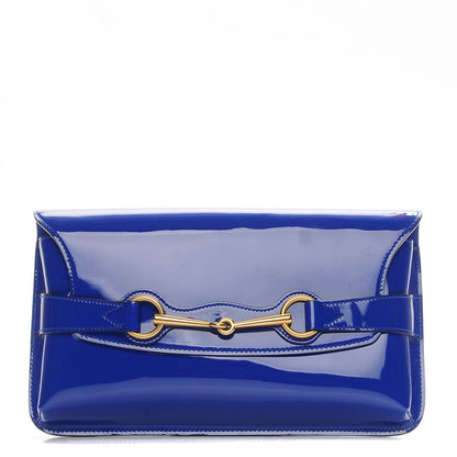 Gucci Patent Large Bright Bit Clutch Deep Zaffiro 1 of 7