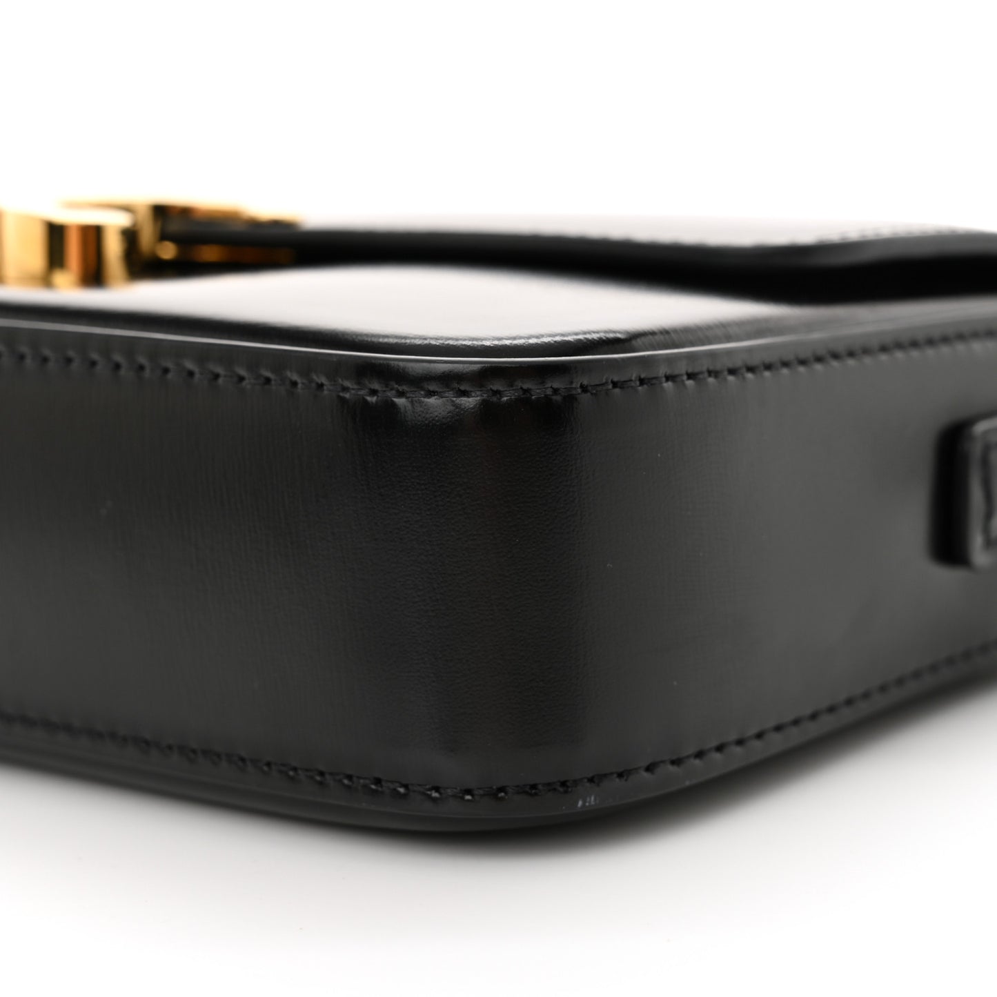 Shiny Calfskin Triomphe Shoulder Bag Black
