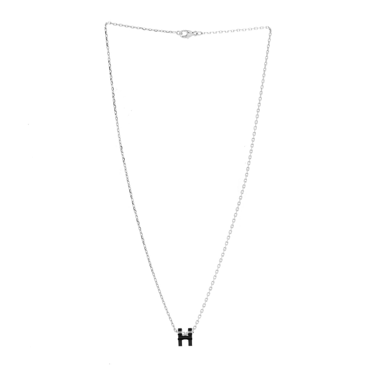 Lacquered Palladium Mini Pop H Pendant Necklace Black