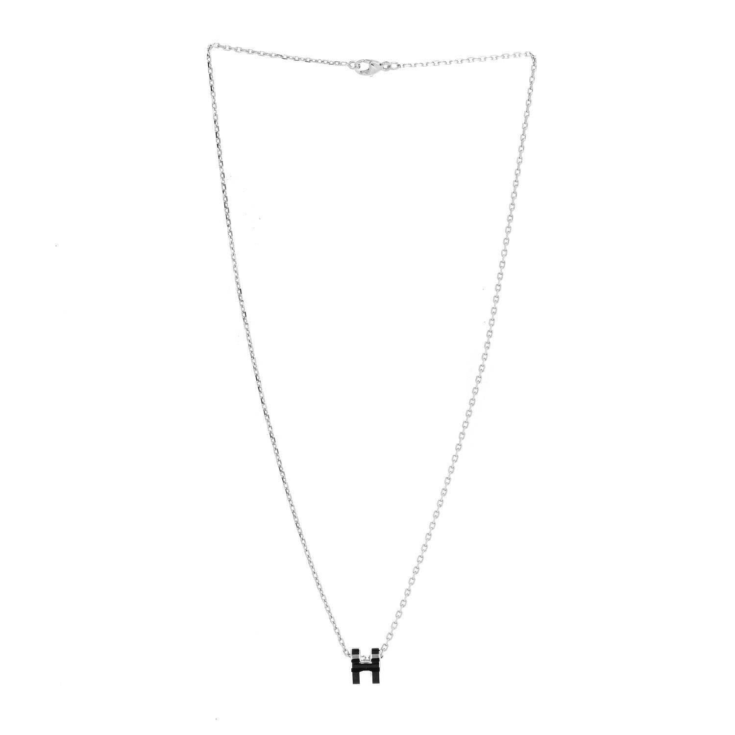 Hermes Lacquered Palladium Mini Pop H Pendant Necklace Black 3 of 5