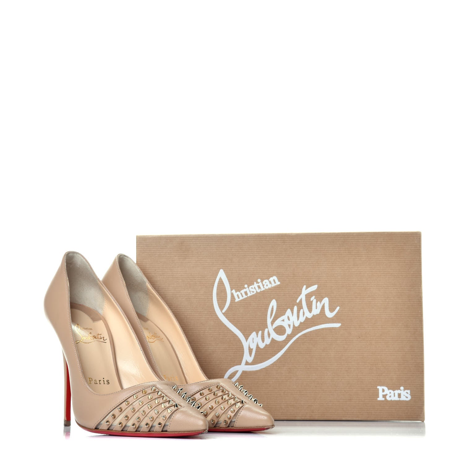 Christian Louboutin Kid Bareta 100 Pumps 37.5 Nude Light Gold 8 of 9