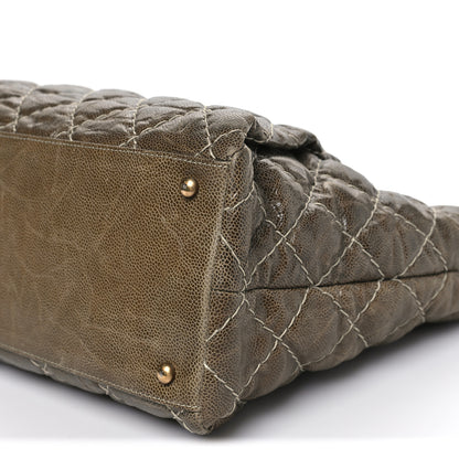 Chanel Crumpled Grained Calfskin Large Coco Pleats Tote Khaki 10 of 11
