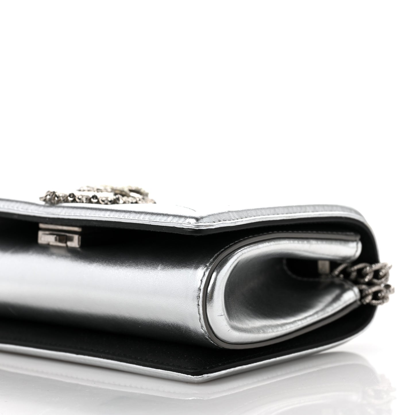 Metallic Calfskin Medium Devotion Crossbody Bag Silver
