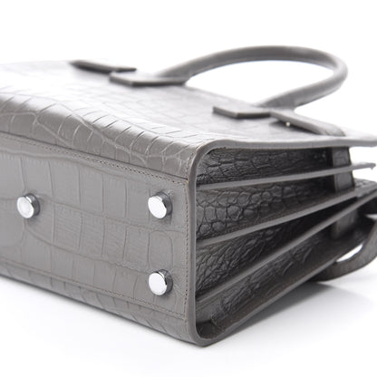 Saint Laurent Calfskin Crocodile Embossed Nano Sac De Jour Fog 8 of 10