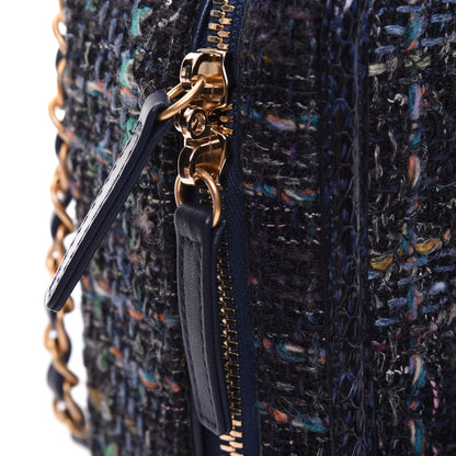 Chanel Tweed Snakeskin Quilted Medium CC Filigree Vanity Case Dark Navy 14 of 19