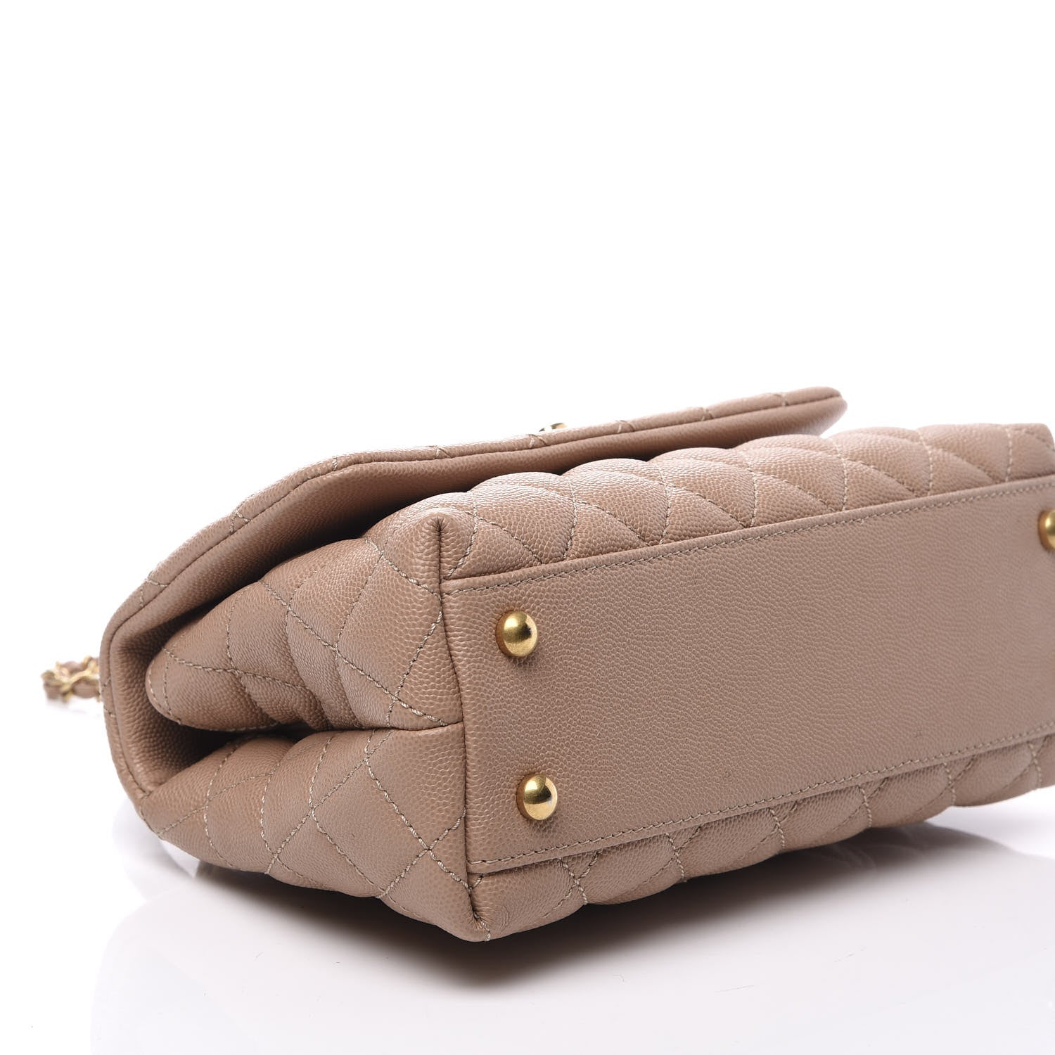 Chanel Caviar Elaphe Quilted Mini Coco Handle Flap Beige 5 of 9