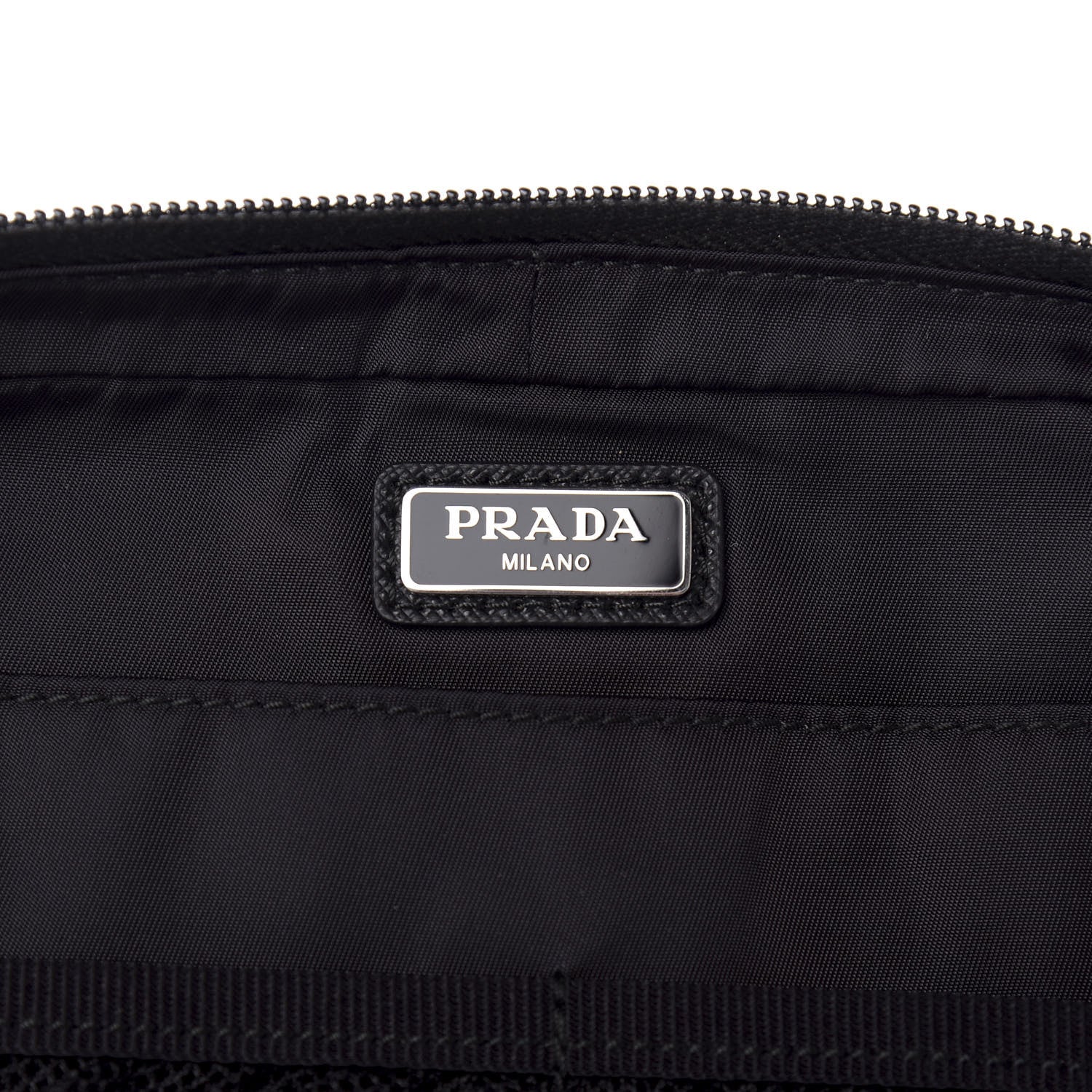Prada Tessuto Nylon Saffiano Maniglia Pouch Black 7 of 7