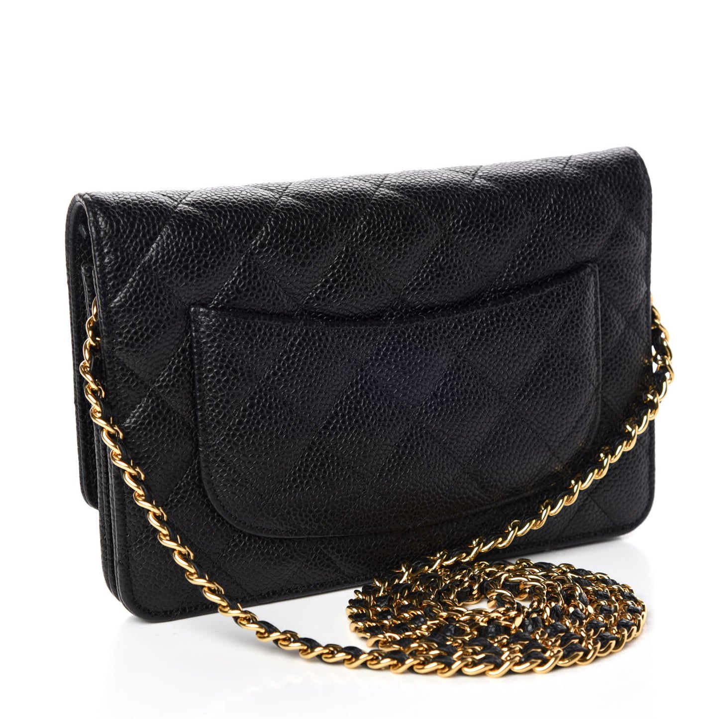 Caviar Quilted Wallet On Chain WOC Black