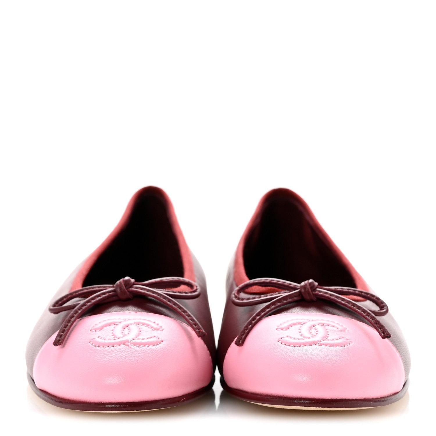 Chanel Lambskin Cap Toe CC Slingback Flats 35 Burgundy Pink 36 Burgundy Pink 3 of 11