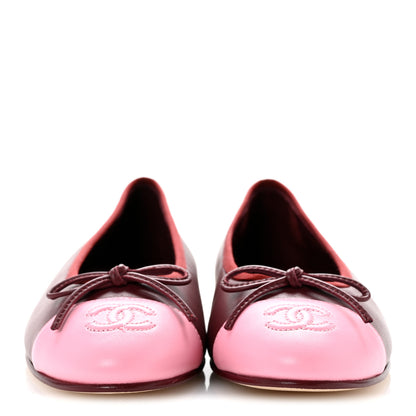 Chanel Lambskin Cap Toe CC Slingback Flats 35 Burgundy Pink 36 Burgundy Pink 3 of 11