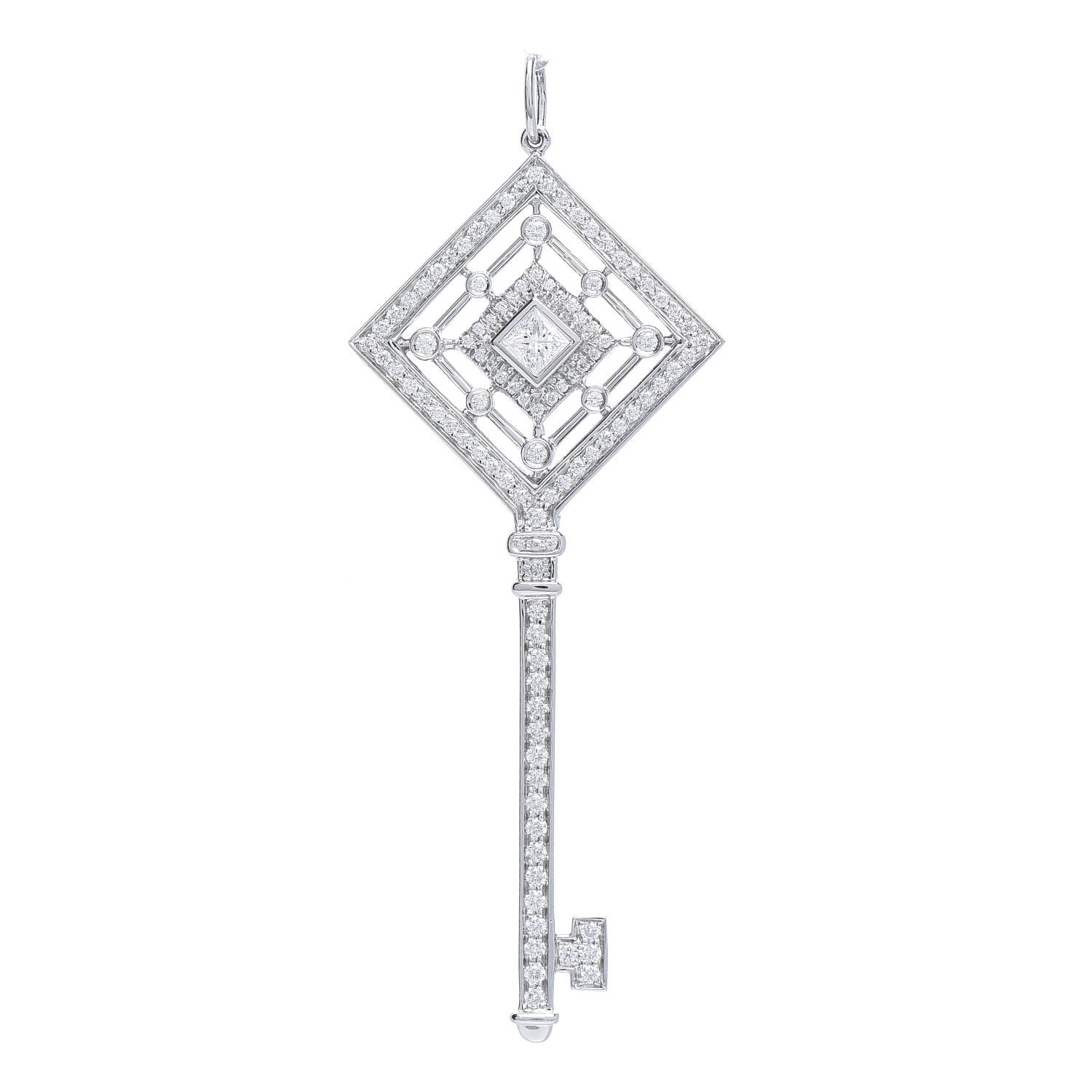 Tiffany Platinum Diamond Grace Key Pendant 1 of 3